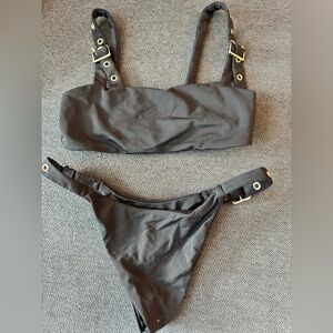 Fashion Nova Black Buckle Bikini Set